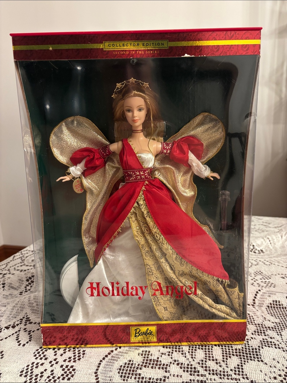 Barbie Holiday Angel in Red, Gold & White Gown